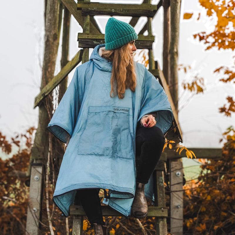 OFFLANDER CAMPING PONCHO THICK WITH HEATER BLUE 