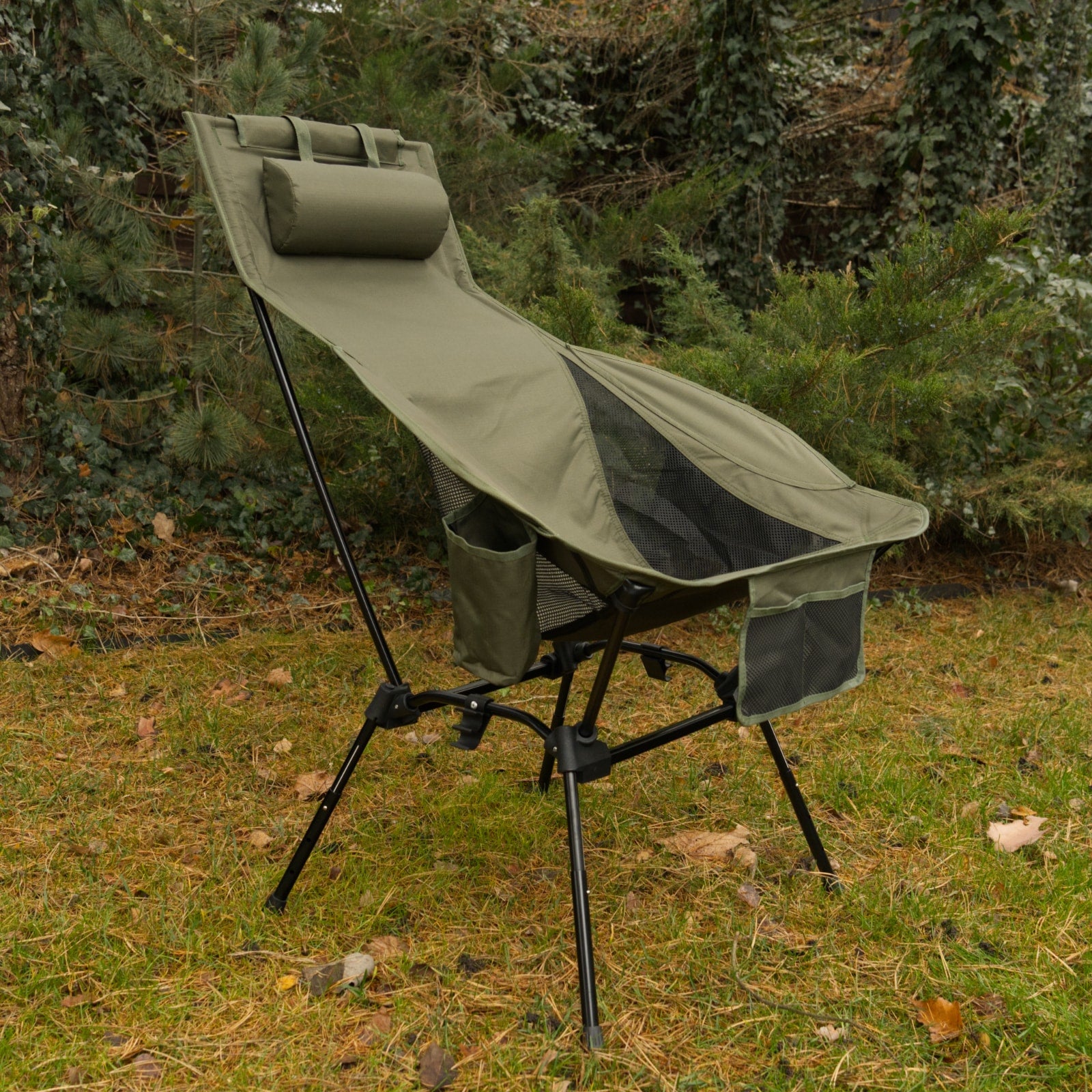 OFFLANDER LARGE FOLDING CAMPING CHAIR OLIVE 