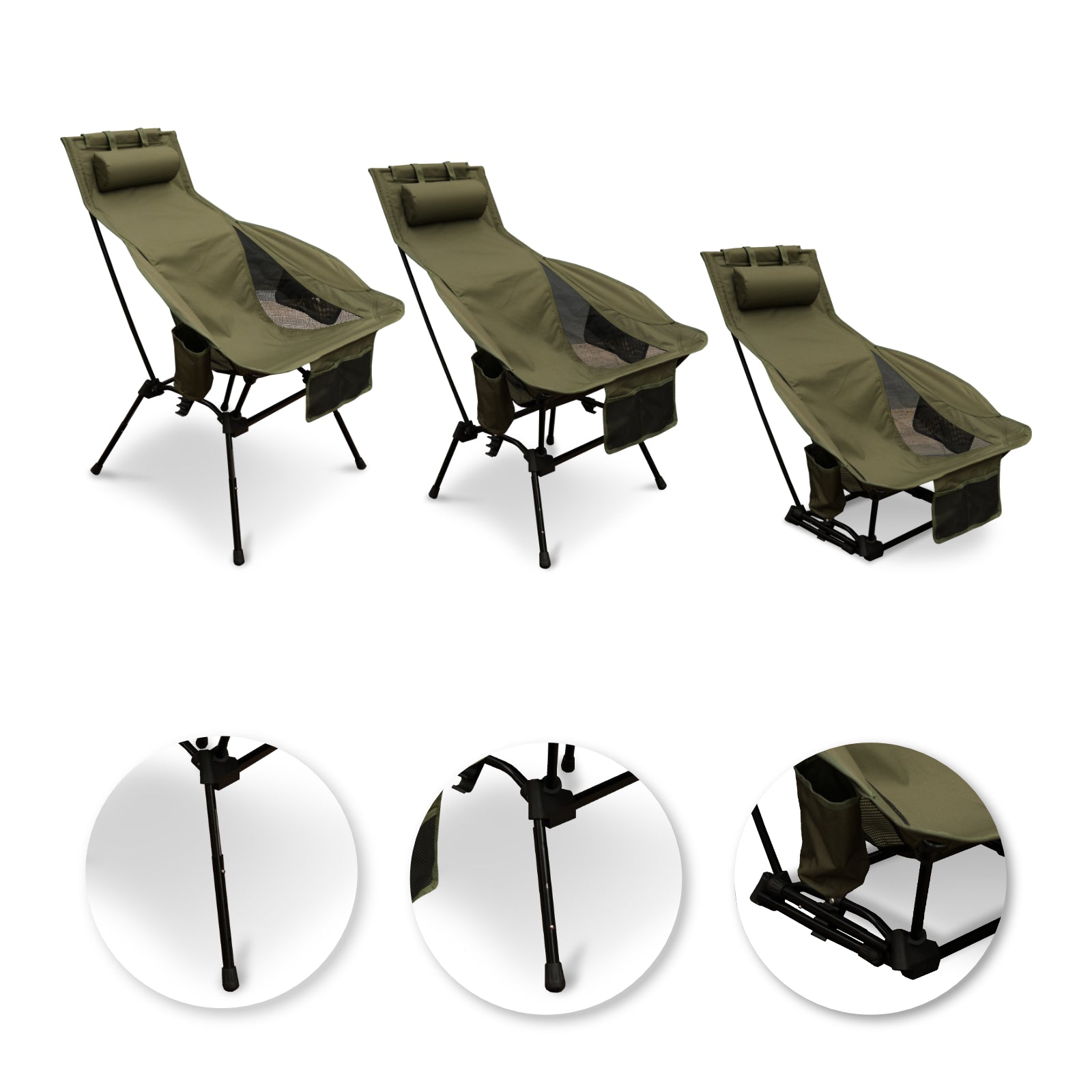 OFFLANDER LARGE FOLDING CAMPING CHAIR OLIVE 
