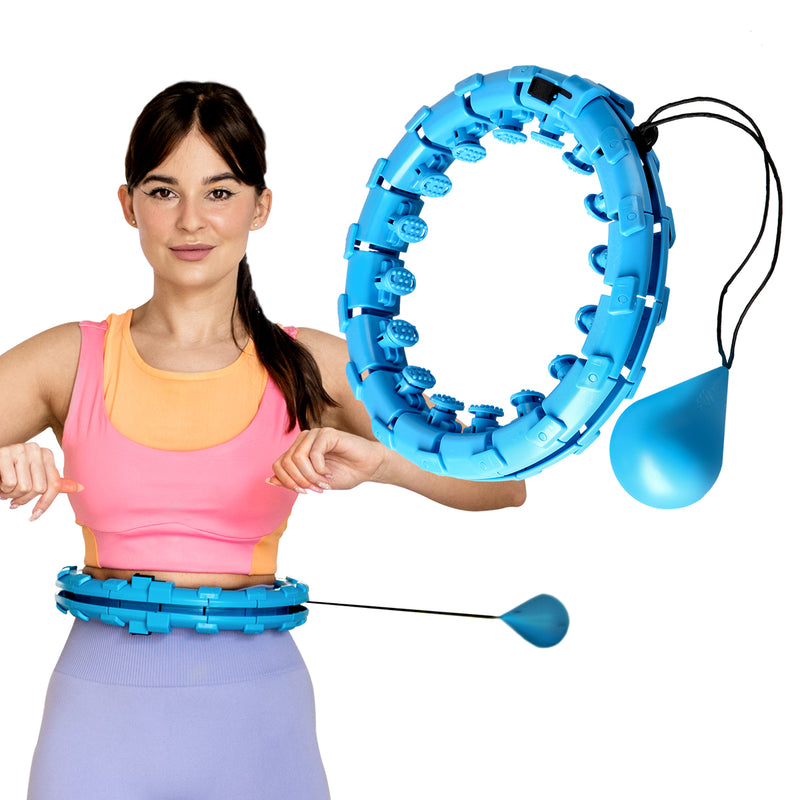 HULA HOP SET OHA01 BLUE WITH PROJECTIONS AND ONE FITNESS WEIGHT + BR125 BELT