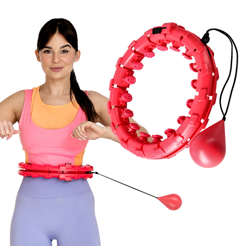 HULA HOP SET OHA01 RED WITH PROJECTIONS AND ONE FITNESS WEIGHT + BR125 BELT