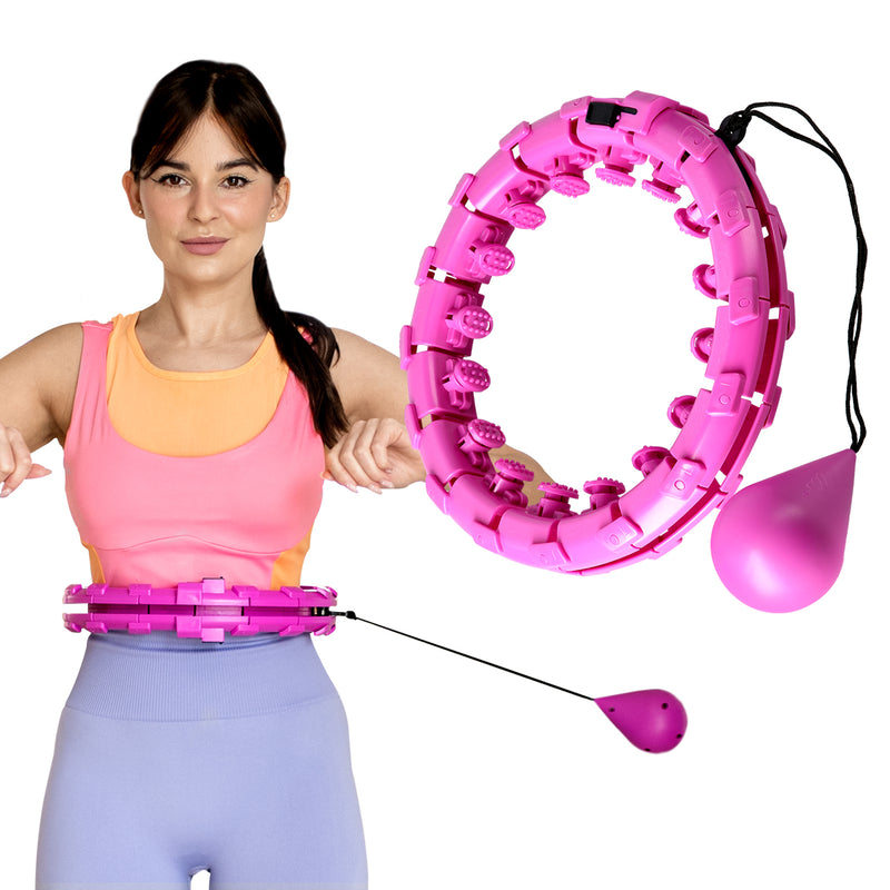 HULA HOP SET OHA01 VIOLET WITH PROJECTIONS AND ONE FITNESS WEIGHT + BR125 BELT