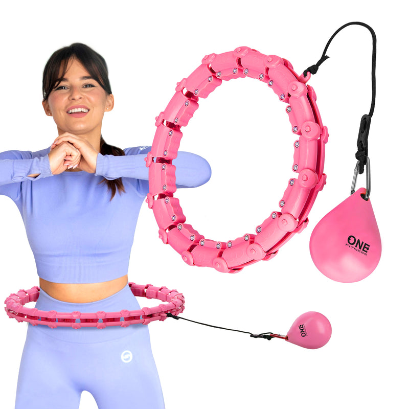 HULA HOP SET OHA02 PINK WITH PROJECTIONS AND WEIGHT ONE FITNESS + BELT BR160