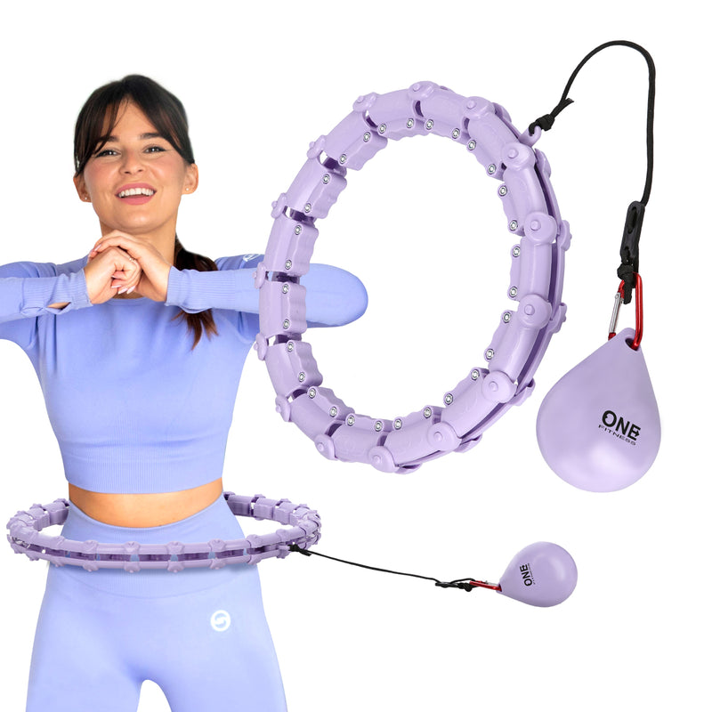 HULA HOP SET OHA02 VIOLET WITH PROJECTIONS AND ONE FITNESS WEIGHT + BR160 BELT