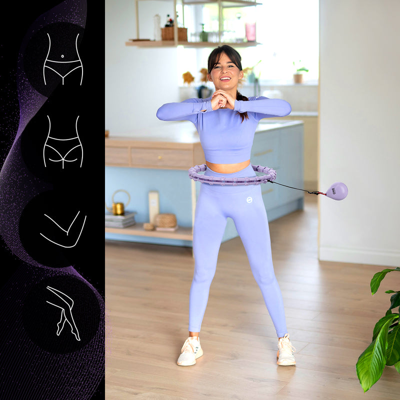 HULA HOP SET OHA02 VIOLET WITH PROJECTIONS AND ONE FITNESS WEIGHT + BR160 BELT