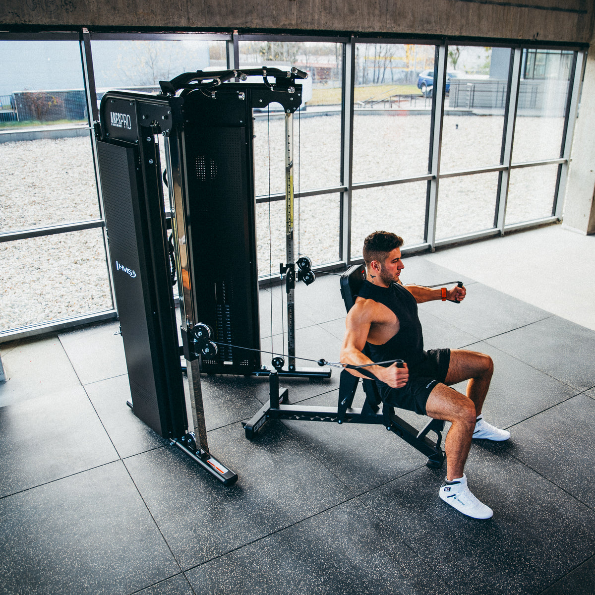 POS25 PODŁOGA GUMOWA POD SPRZĘT FITNESS BLACK/WHITE
