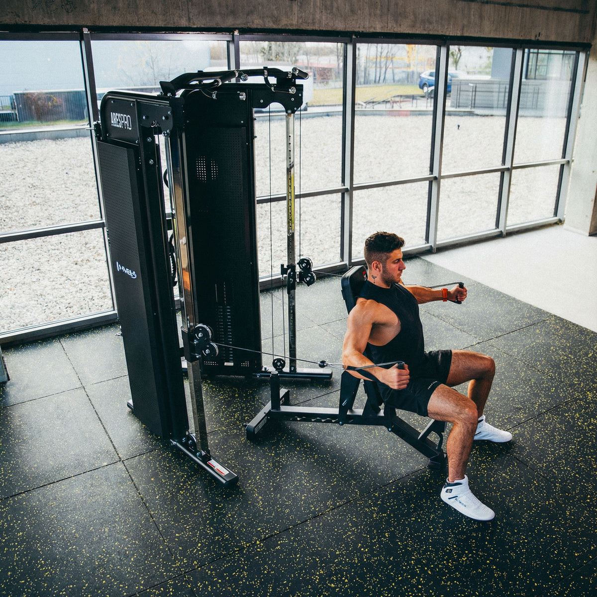 POS35 PODŁOGA GUMOWA POD SPRZĘT FITNESS BLACK/YELLOW