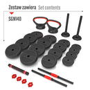 SGN140 (2 CZĘŚCI) PRO SET 6W1 ZESTAW CIĘŻARÓW 40KG HMS