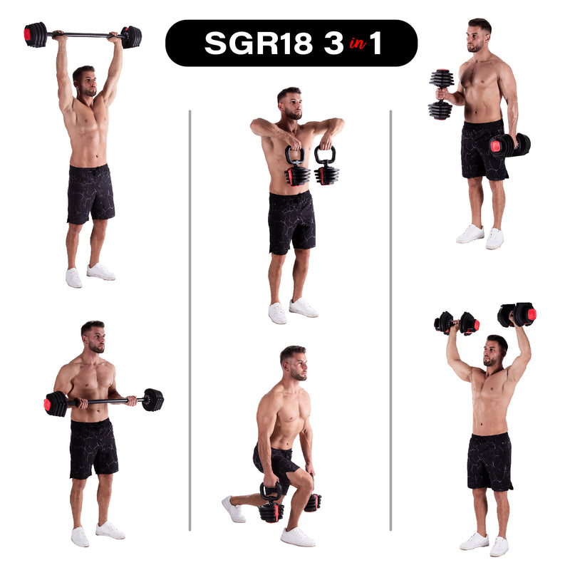 SGR18 PRO SET 3IN1 ADJUSTABLE BARBELL SET 41 KG HMS