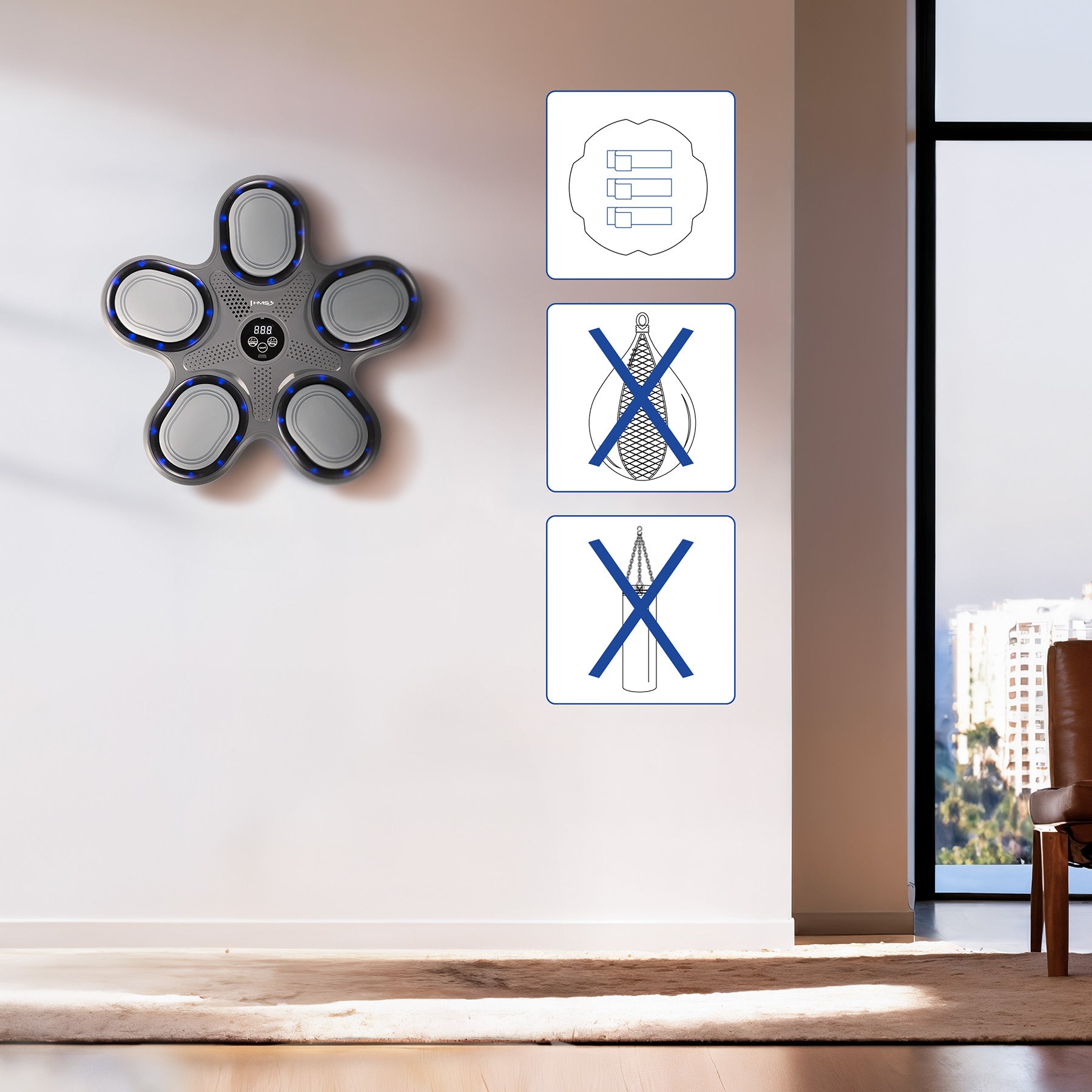 TB11 ELECTRONIC BLUETOOTH BOXING TARGET WITH MUSIC AND HMS GLOVES