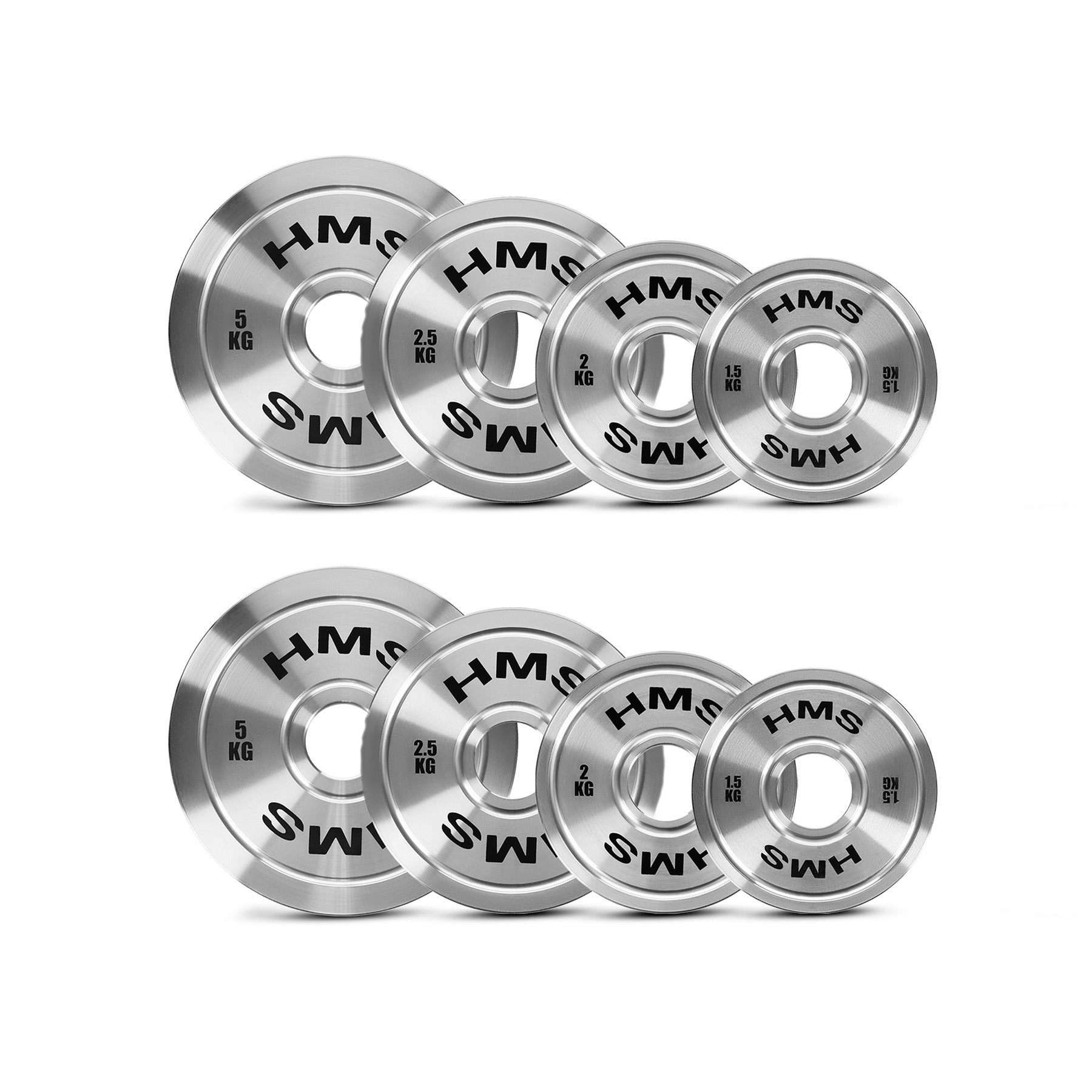 TOS OLYMPIC STEEL CALIBRATED PLATE SET 2 x 1.5 - 5.0 KG (22 KG) HMS