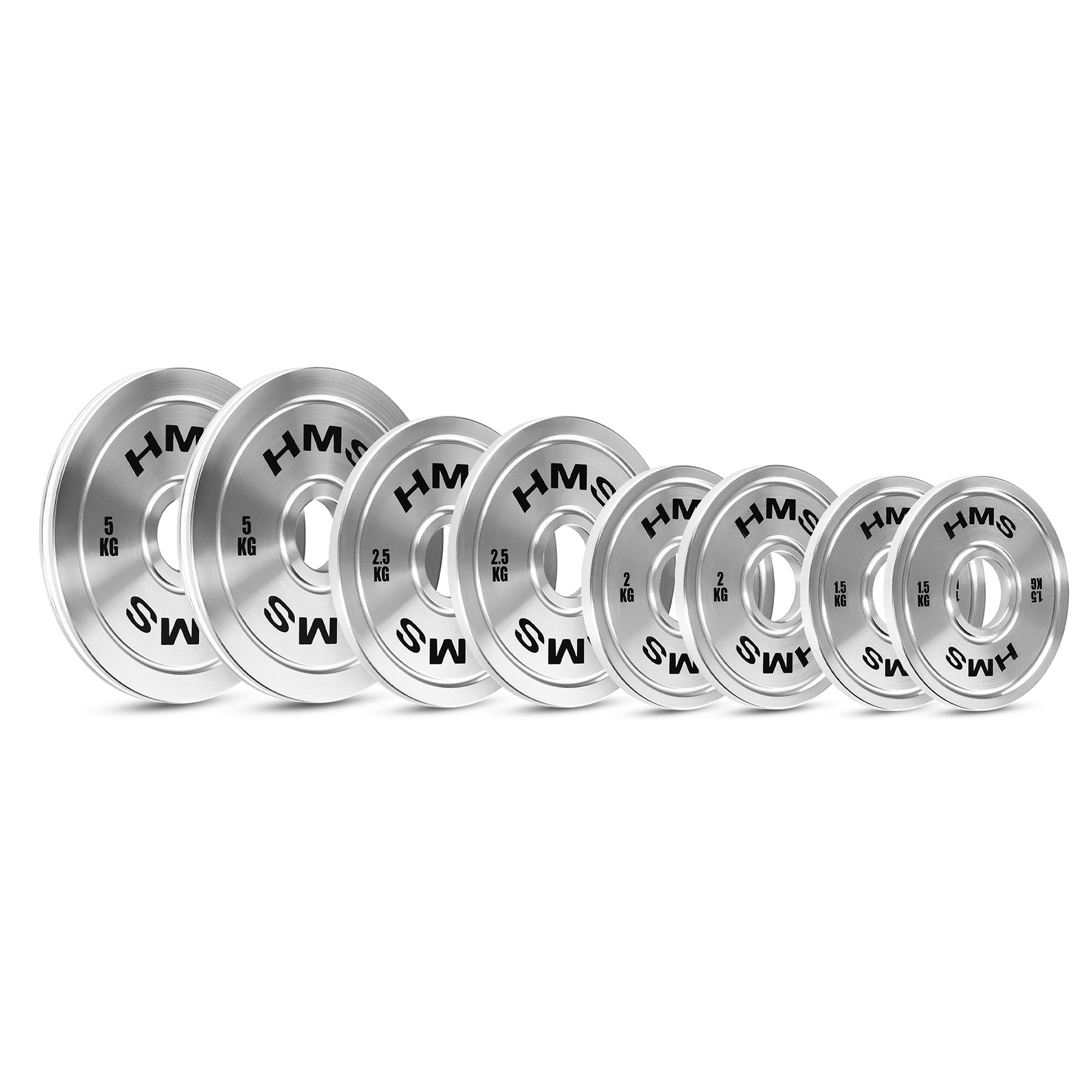 TOS OLYMPIC STEEL CALIBRATED PLATE SET 2 x 1.5 - 5.0 KG (22 KG) HMS