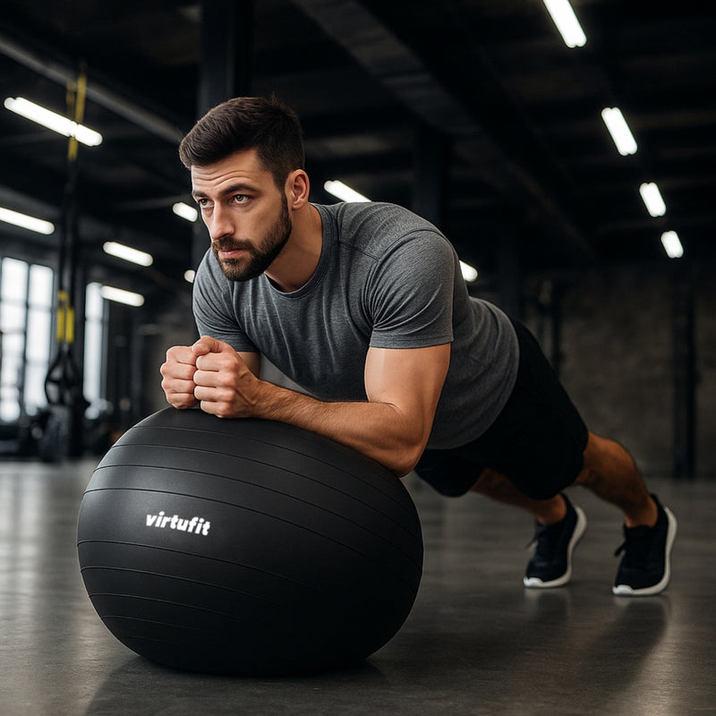 VIRTUFIT PIŁKA GIMNASTYCZNA ANTI-BURST PRO Z POMPKĄ CZARNA 65 CM