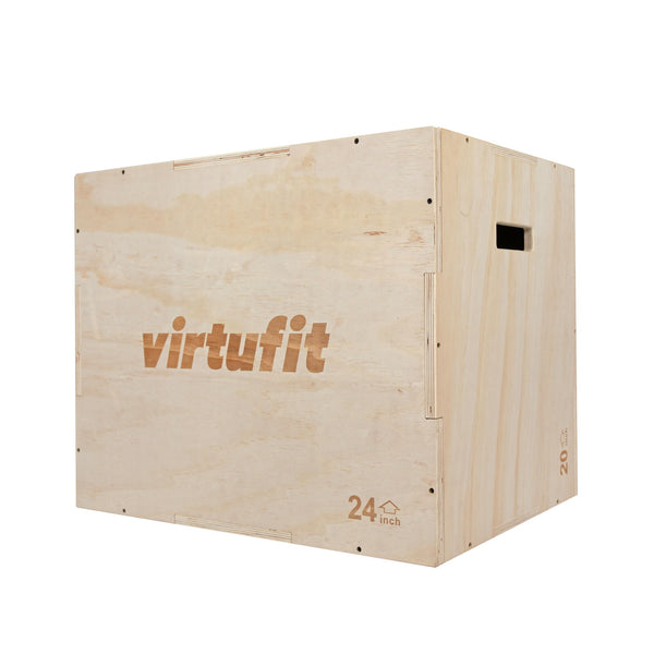 VIRTUFIT DREWNIANA SKRZYNIA PLYO 3-W-1 - DUŻA - 50 X 60 X 75 CM