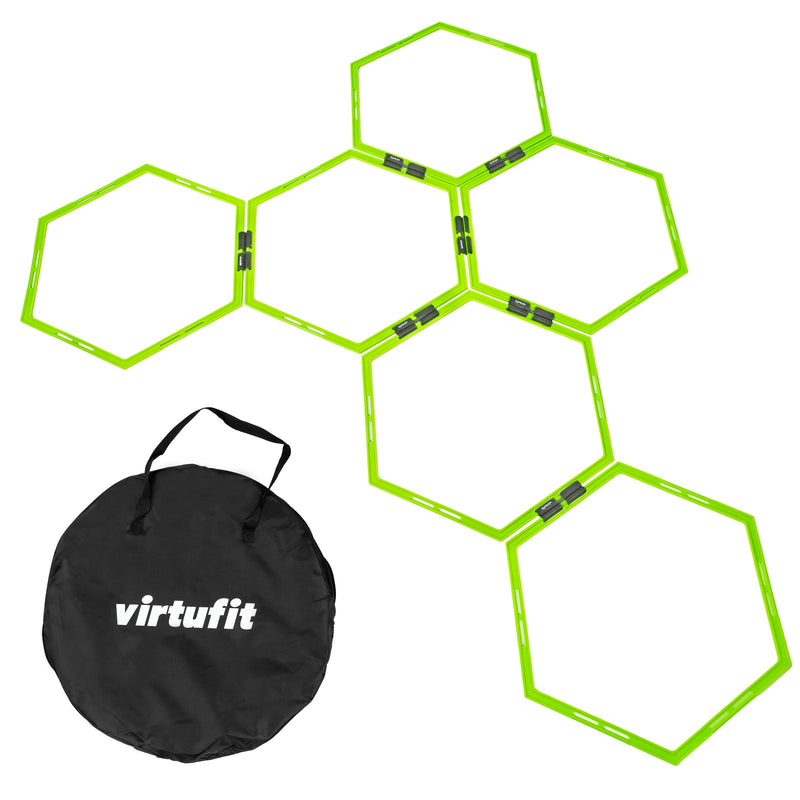 VIRTUFIT SZEŚCIOKĄTNA SIATKA ZWINNOŚCIOWA - DRABINKA SZYBKOŚCIOWA - 6 SZTUK - W ZESTAWIE TORBA DO PR