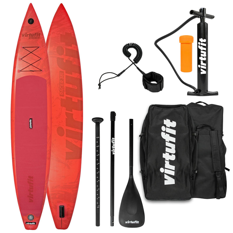 VIRTUFIT DESKA SUP RACER 381 - CZERWONY - Z AKCESORIAMI I TORBĄ DO NOSZENIA