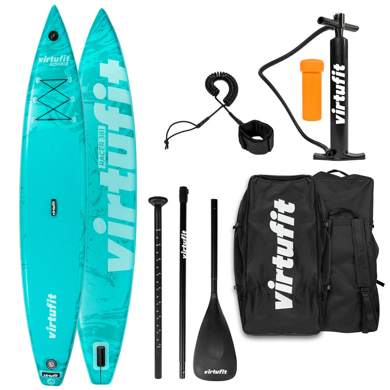VIRTUFIT DESKA SUP RACER 381 - TURKUSOWY - Z AKCESORIAMI I TORBĄ DO NOSZENIA