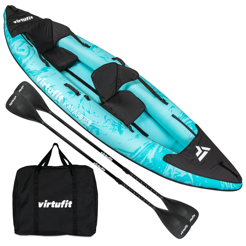 VIRTUFIT KAJAK 335 - TURKUSOWY - Z SIEDZENIAMI KAJAKOWYMI I TORBĄ DO NOSZENIA