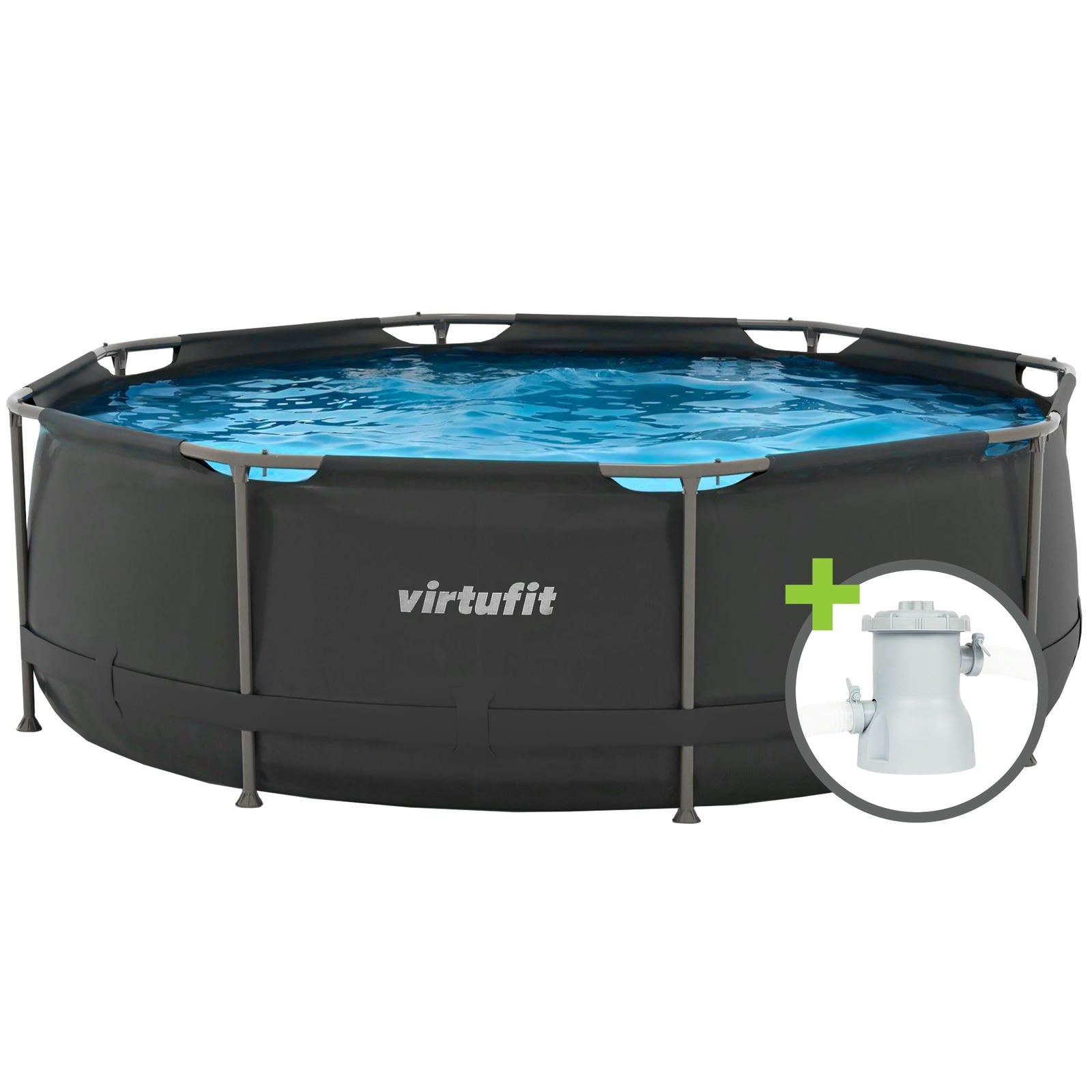VIRTUFIT OKRĄGŁY BASEN 244 CM Z POMPĄ FILTRUJĄCĄ ANTRACYTOWY