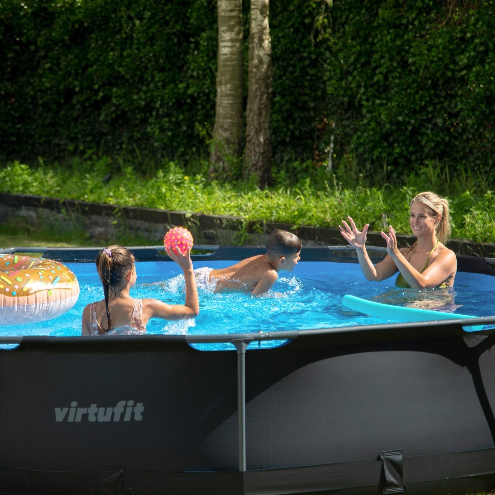 VIRTUFIT OKRĄGŁY BASEN 305 CM Z POMPĄ FILTRUJĄCĄ ANTRACYTOWY