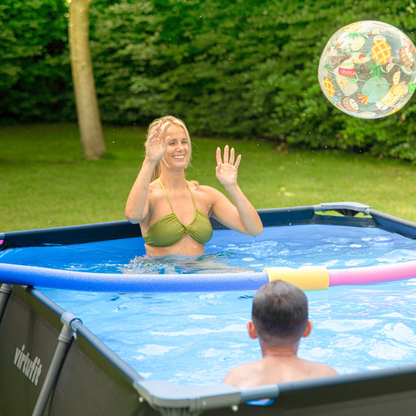 VIRTUFIT PROSTOKĄTNY BASEN 300 x 210 CM Z POMPĄ FILTRUJĄCĄ ANTRACYTOWY