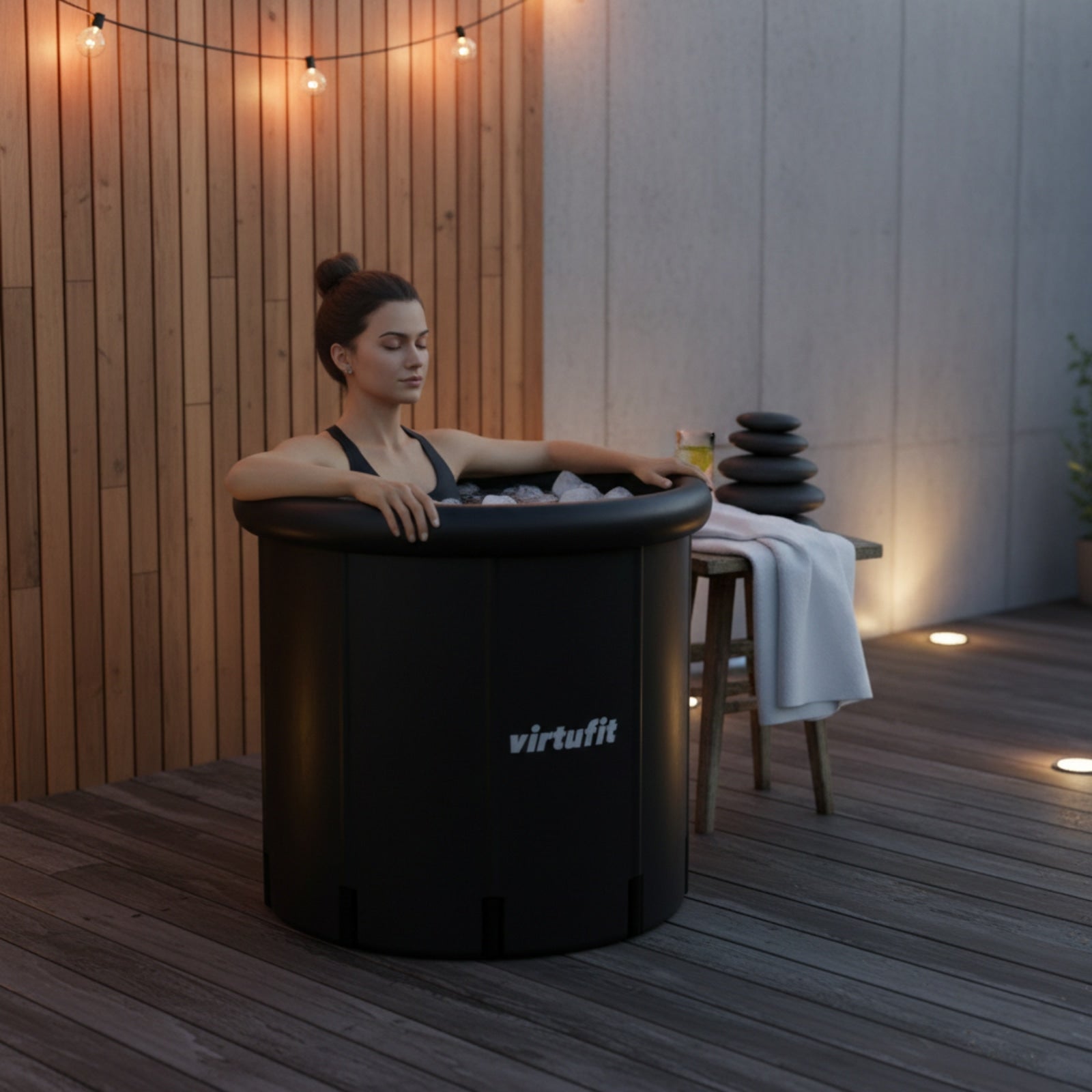 VIRTUFIT WANNA LODOWA XXL  375 LITRÓW ANTRACYT Z AKCESORIAMI