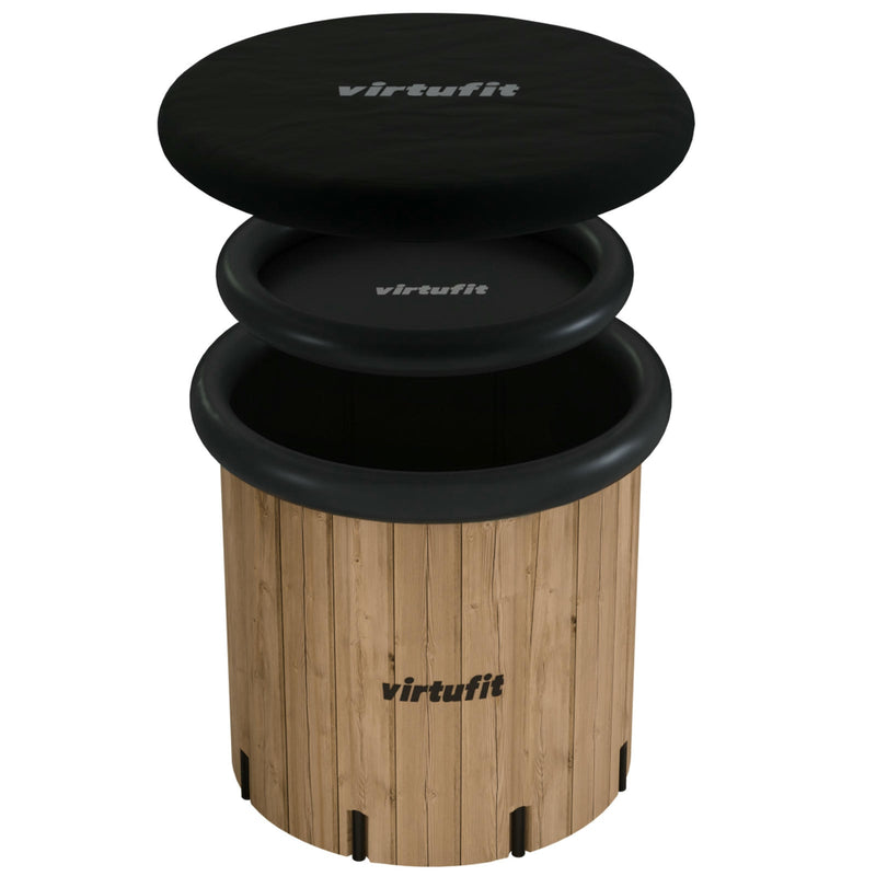 VIRTUFIT WANNA LODOWA XXL - 375 LITRÓW - IMITACJA DREWNA - Z AKCESORIAMI