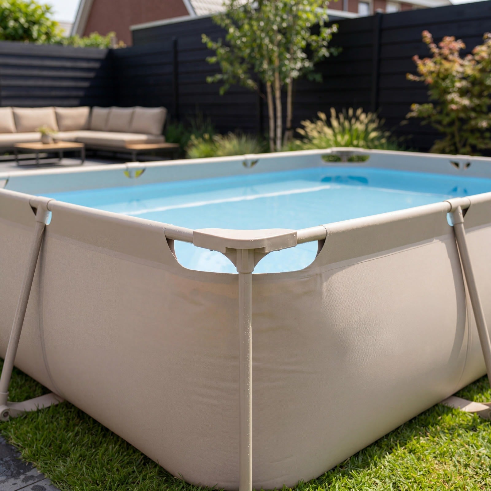 VIRTUFIT PROSTOKĄTNY BASEN 300 x 210 CM Z POMPĄ FILTRUJĄCĄ BEŻOWY