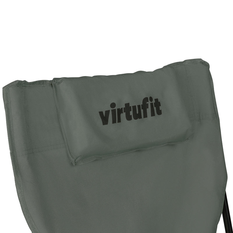 VIRTUFIT SKŁADANE KRZESŁO KEMPINGOWE Z PODNÓŻKIEM SZARE