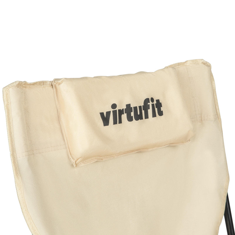 VIRTUFIT SKŁADANE KRZESŁO KEMPINGOWE Z PODNÓŻKIEM BEŻOWE