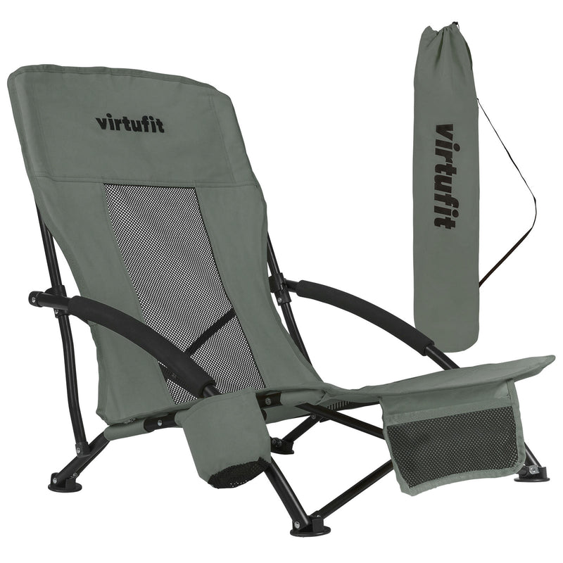 VIRTUFIT SKŁADANE KRZESŁO PLAŻOWE SZARE