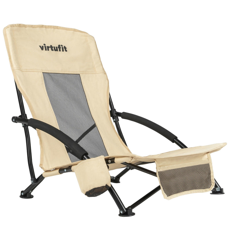 VIRTUFIT SKŁADANE KRZESŁO PLAŻOWE BEŻOWE
