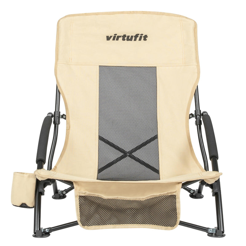 VIRTUFIT SKŁADANE KRZESŁO PLAŻOWE BEŻOWE