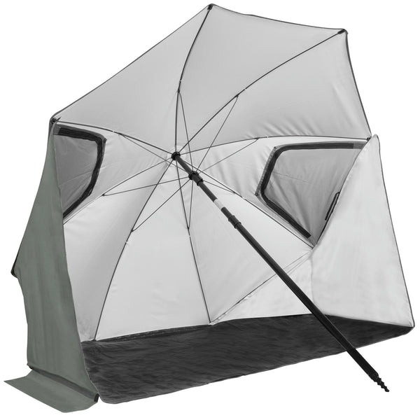 VIRTUFIT PARASOL PLAŻOWY PREMIUM - OSŁONA PRZECIWWATROWA - 225 CM - SZARY