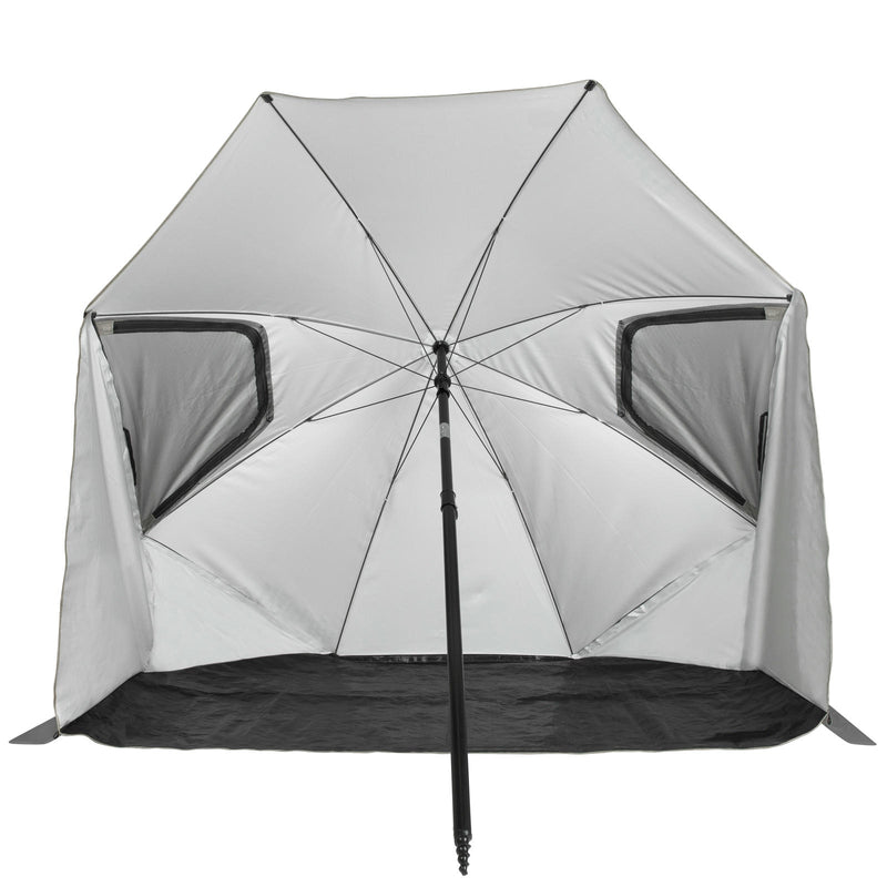 VIRTUFIT PARASOL PLAŻOWY PREMIUM - OSŁONA PRZECIWWATROWA - 225 CM - SZARY