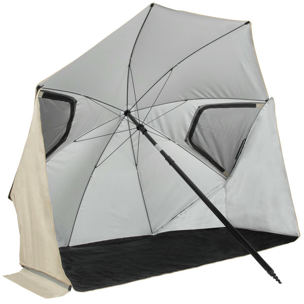 VIRTUFIT PARASOL PLAŻOWY PREMIUM - OSŁONA PRZECIWWATROWA - 225 CM - BEŻOWY