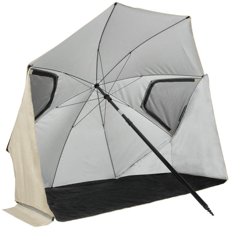 VIRTUFIT PARASOL PLAŻOWY PREMIUM - OSŁONA PRZECIWWATROWA - 225 CM - BEŻOWY