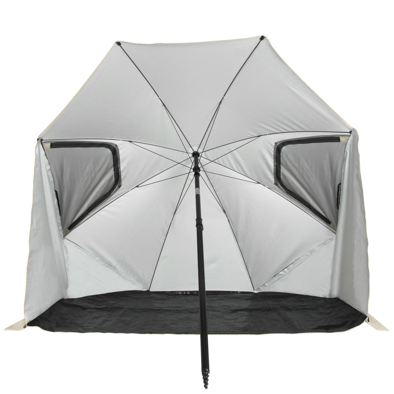 VIRTUFIT PARASOL PLAŻOWY PREMIUM - OSŁONA PRZECIWWATROWA - 225 CM - BEŻOWY