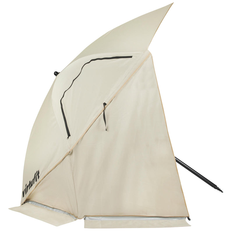 VIRTUFIT PARASOL PLAŻOWY PREMIUM - OSŁONA PRZECIWWATROWA - 225 CM - BEŻOWY