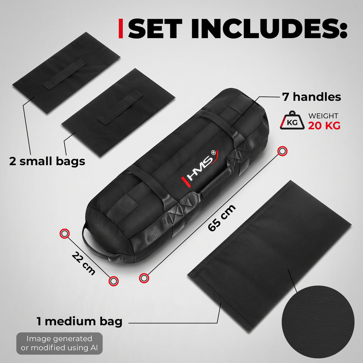 WSW20 SANDBAG WOREK TRENINGOWY DO WYPEŁNIENIA 20 KG HMS