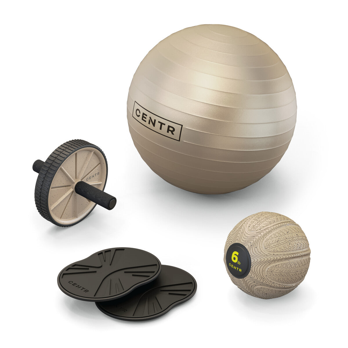 Centr Core Kit Zestaw do ćwiczeń - piłka, slamball, ab roller, slider disc (CAK)
