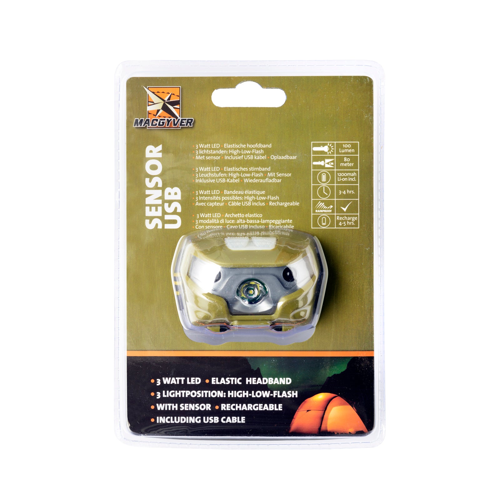 MACGYVER CZOŁÓWKA Z CZUJNIKIEM RUCHU ŁADOWANIE USB 100LM 102272