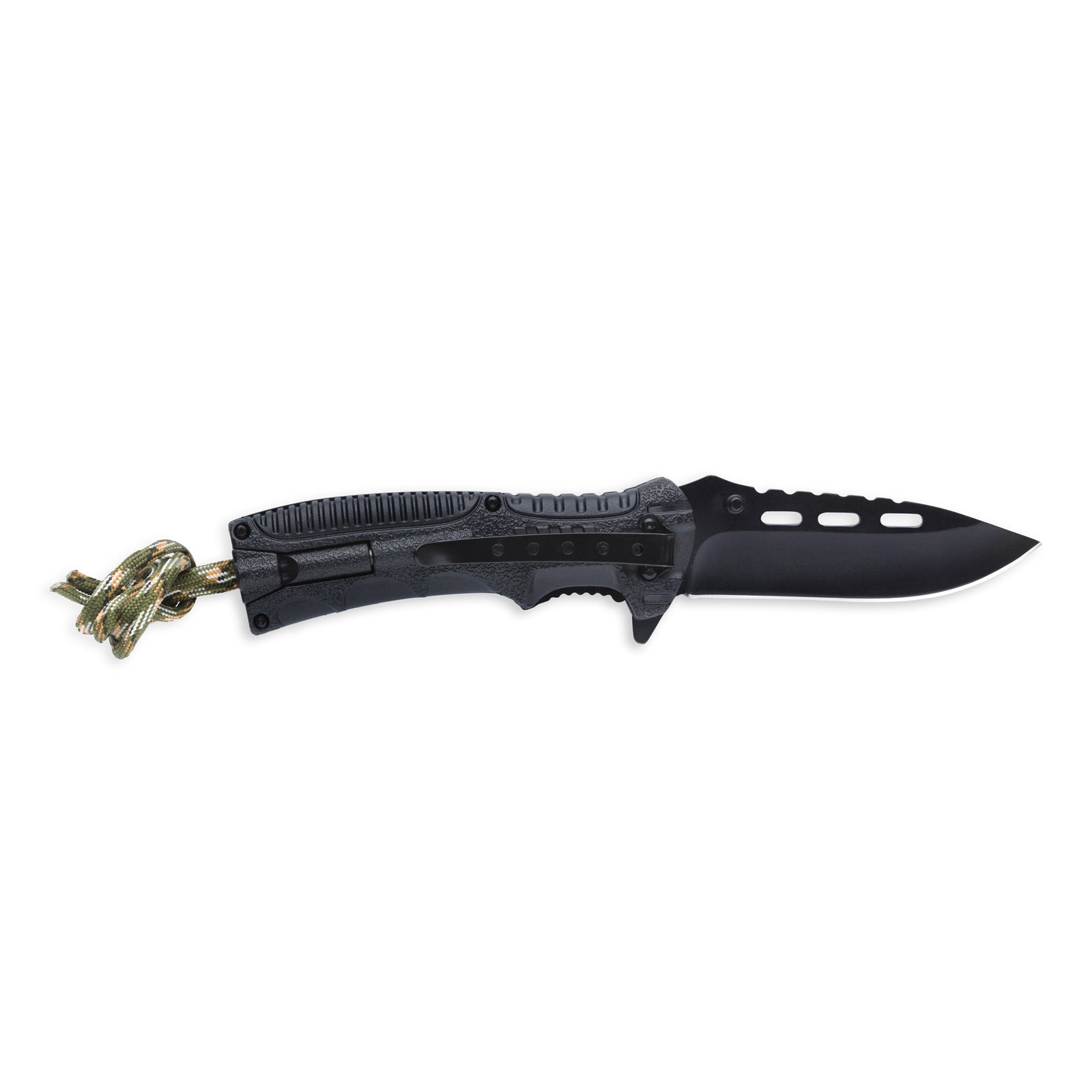 MACGYVER SURVIVAL FOLDING KNIFE WITH WHISTLE, FIRE STARTER AND ROPE 102276