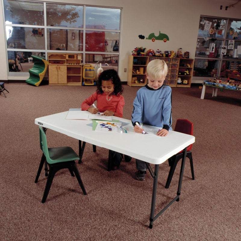 LIFETIME SEMI-COMMERCIAL FOLDING TABLE 122 CM ADJUSTABLE HEIGHT (WHITE GRANITE) 4428