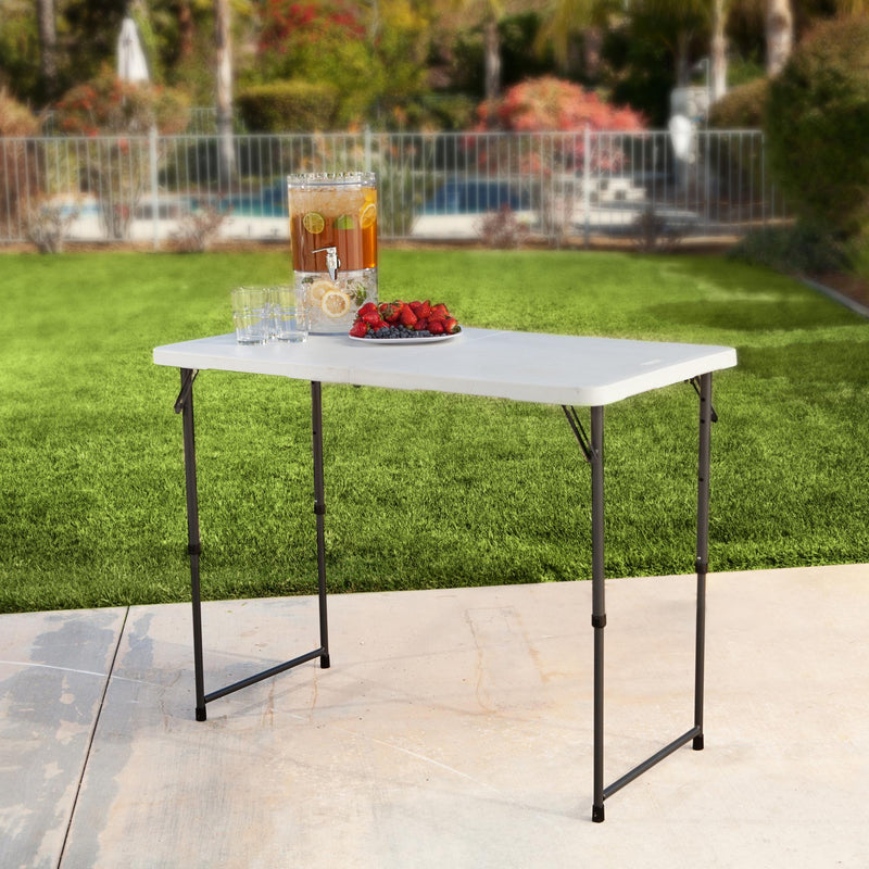 LIFETIME SEMI-COMMERCIAL FOLDING TABLE 122 CM ADJUSTABLE HEIGHT (WHITE GRANITE) 4428