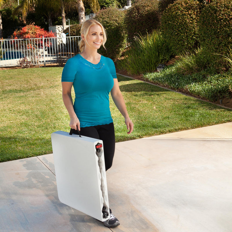 LIFETIME SEMI-COMMERCIAL FOLDING TABLE 122 CM ADJUSTABLE HEIGHT (WHITE GRANITE) 4428