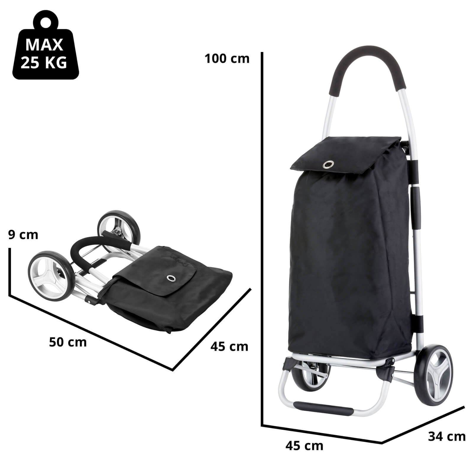 Skládací nákupní vozík Cruiser Classic Black Premium 604320