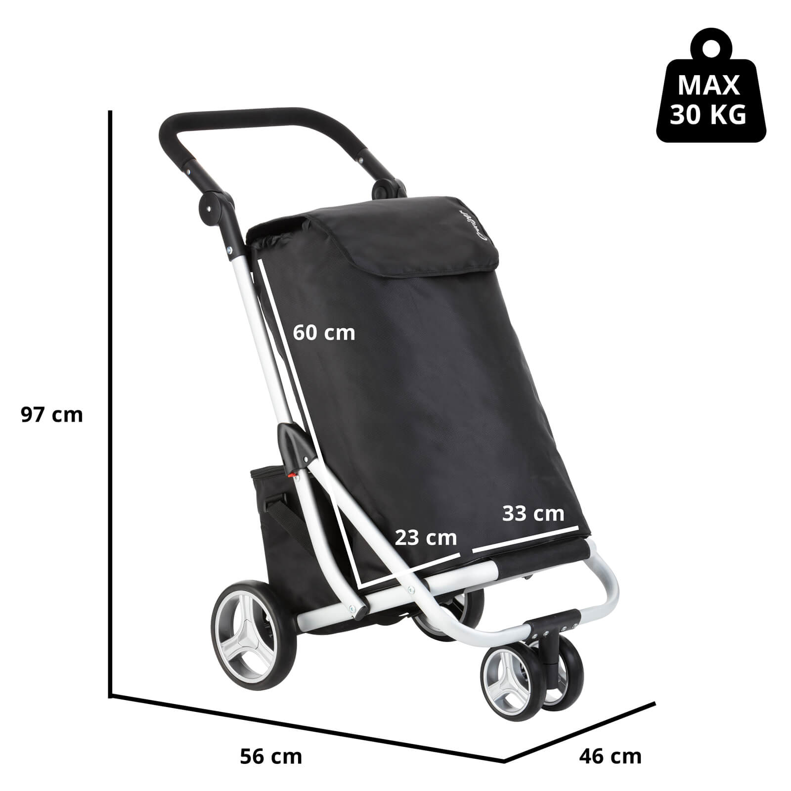 Nákupní vozík Cruiser tříkolový, černý 604349