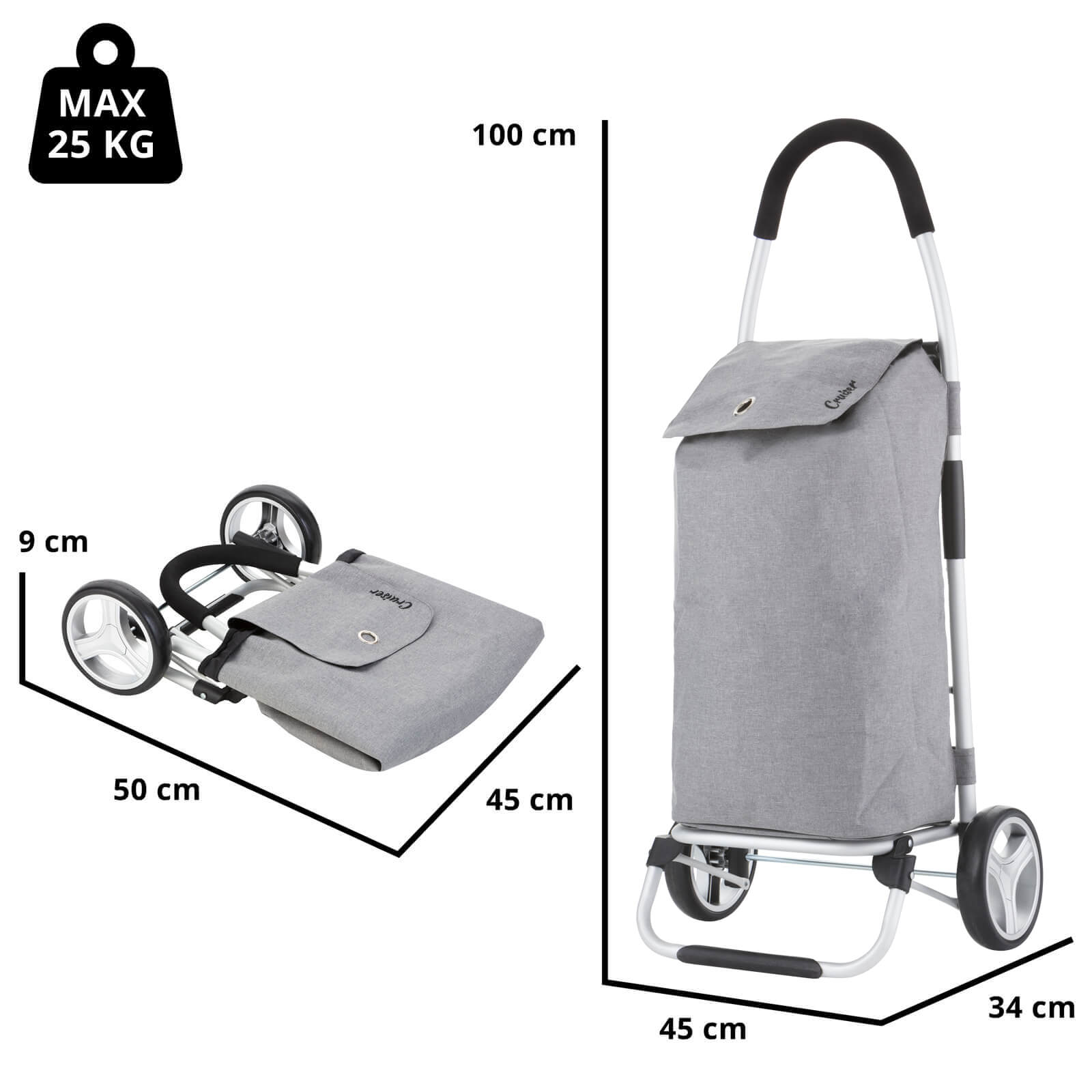 Skládací nákupní vozík Cruiser Classic Grey Premium 604360