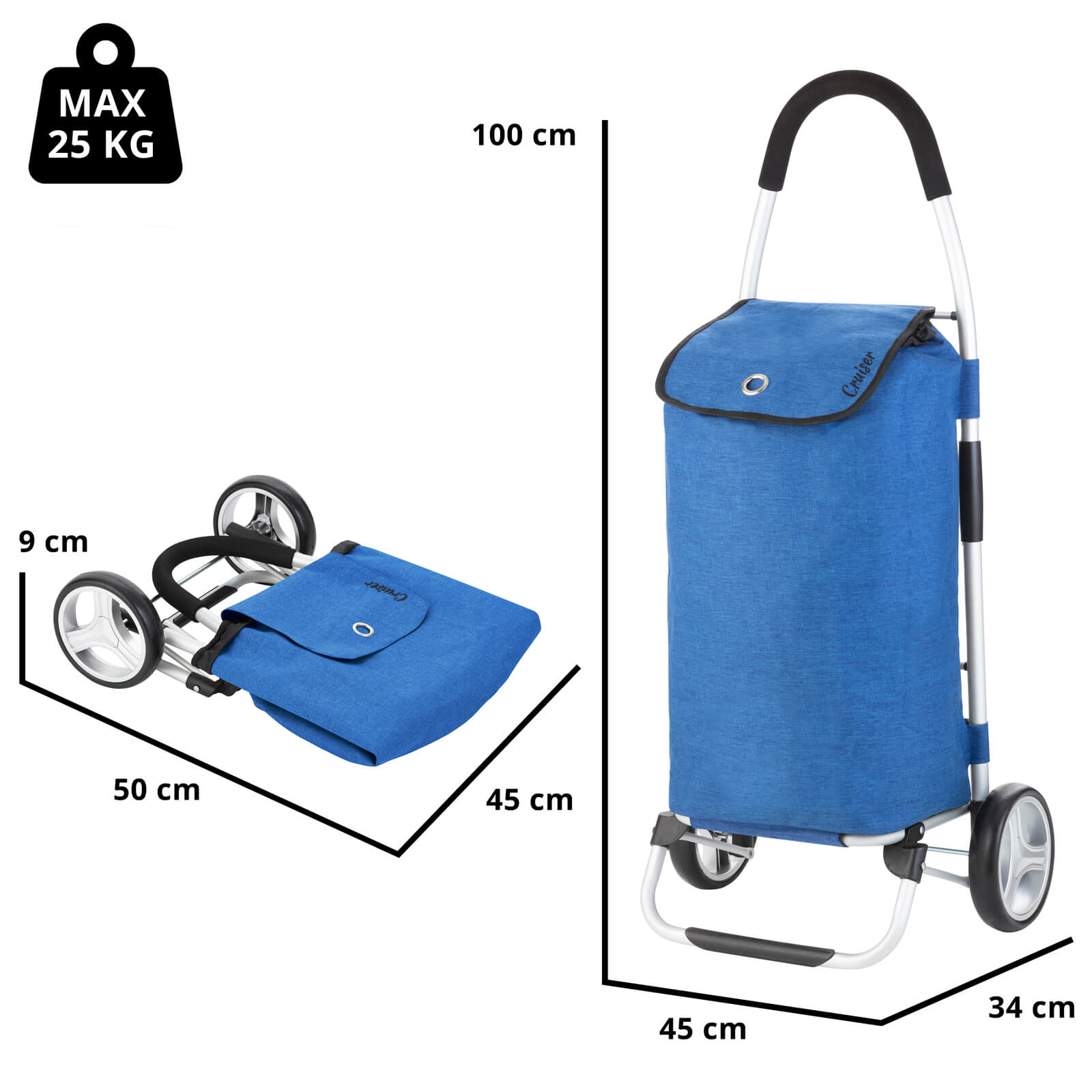 Skládací nákupní vozík Cruiser Classic Blue Premium 650061
